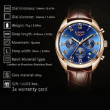 LIGE High End Luxury Mens Watch with Blue Face, Features, all SKUs