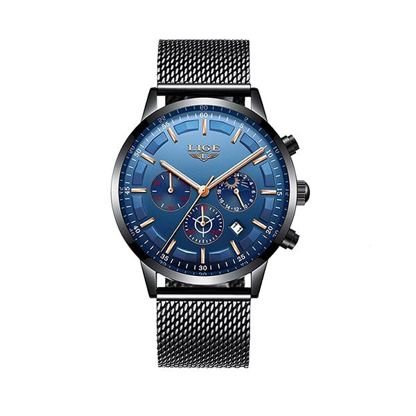 LIGE Mens Luxury Sports Watch, 30M Waterproof, Stainless Steel - Gifts Are Blue