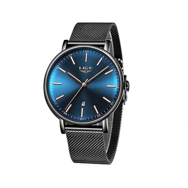 LIGE Womens Casual Ultra Thin Stainless Steel Watch with Blue Face - Gifts Are Blue