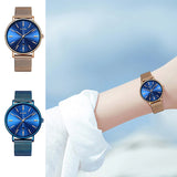 LIGE Womens Luxury Watch, Blue Face, Stainless Steel Mesh Band, 3 Bar