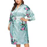 light blue womens plus size kimono robe model