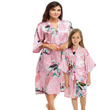 Light Pink Mommy and Me Robes, Floral, Satin Feel