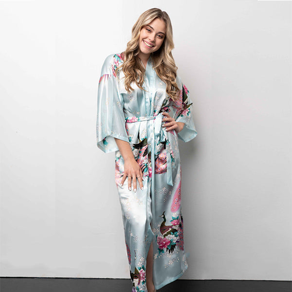 Women's Elegant Floral Long robe with one piece