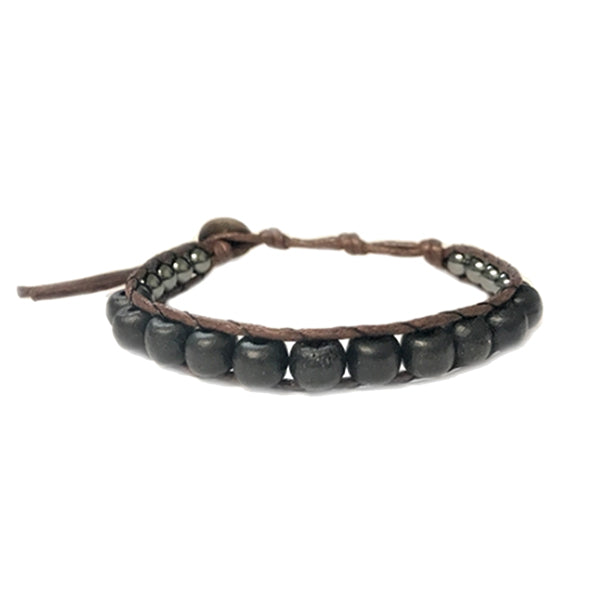 Mens Handmade Natural Stones Bracelet with Adjustable Cord - Mens Bracelet from Lotus and Luna - Lunar Eclipse