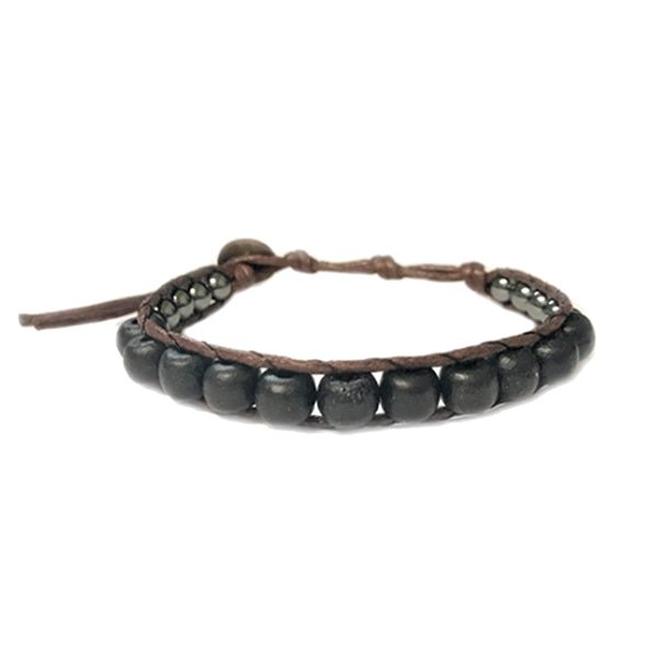 Mens Handmade Natural Stones Bracelet with Adjustable Cord - Mens Bracelet from Lotus and Luna - Lunar Eclipse