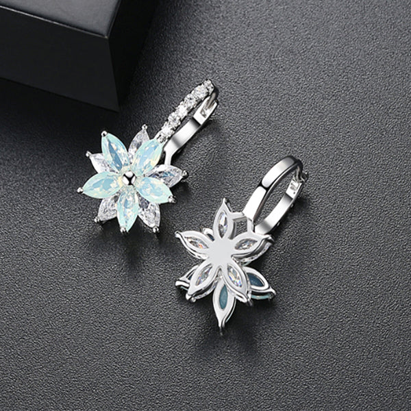 Luoteemi Womens Earrings Flower Sky Blue-black-back