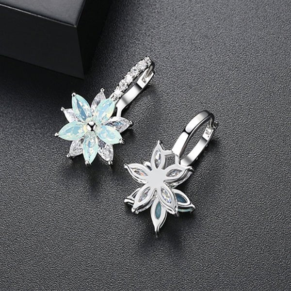 Luoteemi Womens Earrings Flower Sky Blue-black-back