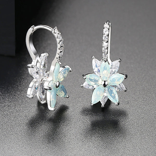 Luoteemi Womens Earrings Flower Sky Blue-black-side