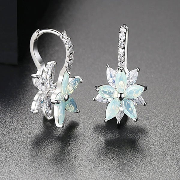 Luoteemi Womens Earrings Flower Sky Blue-black-side
