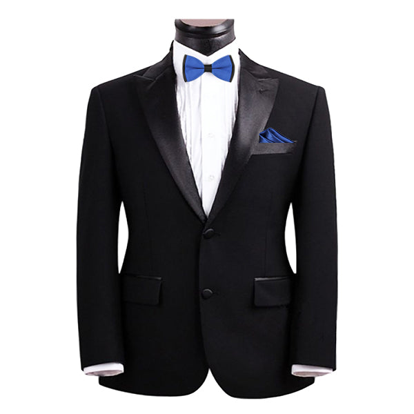 Mens Blue and Black Formal Event Pre-Tied Bow Tie and Pocket Square - Gifts Are Blue - 3