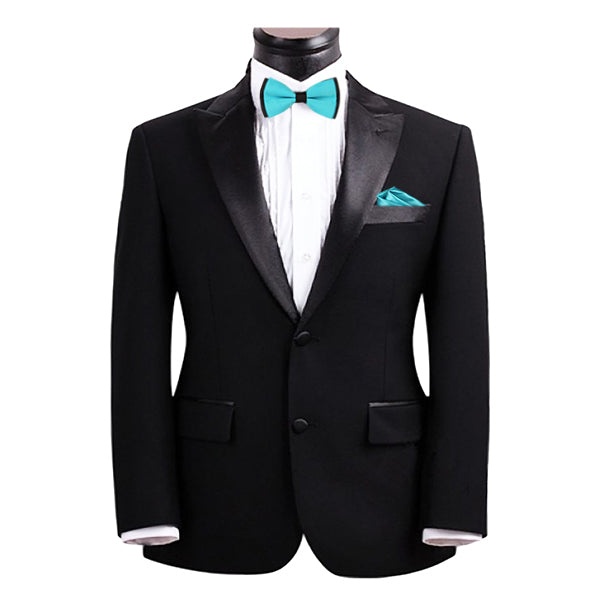Mens Blue and Black Formal Event Pre-Tied Bow Tie and Pocket Square - Gifts Are Blue - 4