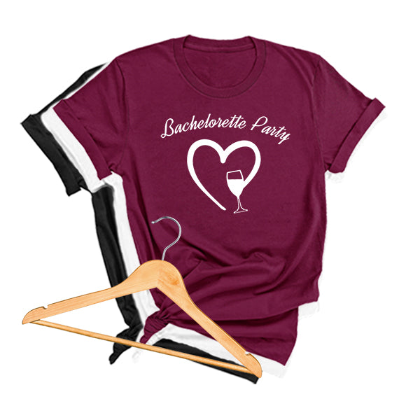Bachelorette Party Bride And Bridesmaids Matching T Shirts, Bridesmaid Shirts, Bridemaids Tees, Bachelorette Party Shirts - Main; Maroon