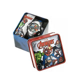 Marvel Avengers LCD Watch in Colorful Gift Case, Black/Blue, Silicone Band, Round Face, Ages 4-7