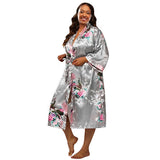 Floral Bride & Bridesmaid Robes, Womens & Child Sizes, Satin Feel, Mid-Length