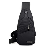 Mens Sling Pack, Mens Crossbody Bag with USB Cord Multiple Zippers, Main; Black