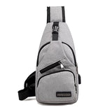 Mens Sling Pack, Mens Crossbody Bag with USB Cord Multiple Zippers, Main; Gray