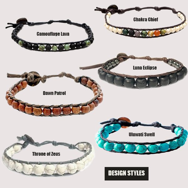 Mens Handmade Natural Stones Bracelet with Adjustable Cord - Mens Bracelet from Lotus and Luna - all SKUs