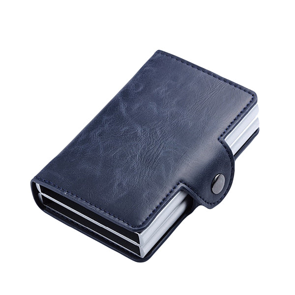 Lincoln Navy & Cobalt-Blue Leather RFID-Blocking Wallet & Card Holder