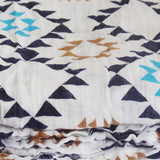 Soft and Versatile 100% Muslin Cotton Swaddle Pre-Washed Blankets, Large, 47 x 47, Geometric Pattern - Gifts Are Blue - 3