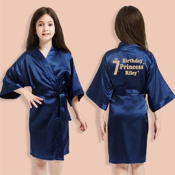 Pretty Girl Robes w Birthday Number for Birthday Girl, Birthday Squad Designs Also Available, Spa Birthday Party Robes - Gifts Are Blue