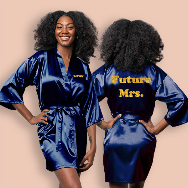Custom Navy Blue Robes for Women and Girls for Weddings, Bachelorette, Quinceañera, and Birthday