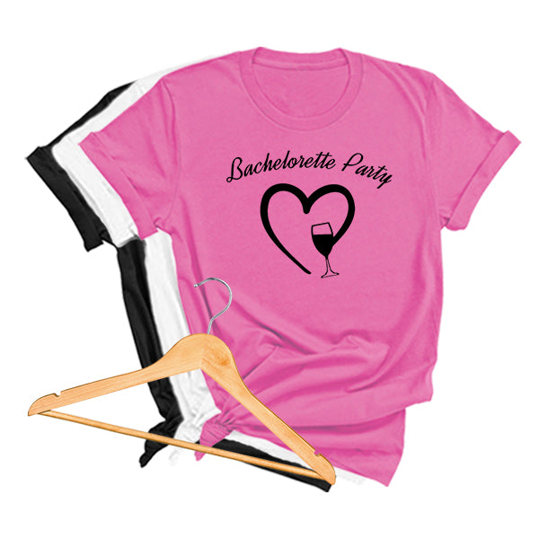Bachelorette Party Bride And Bridesmaids Matching T Shirts, Bridesmaid Shirts, Bridemaids Tees, Bachelorette Party Shirts - Main; Pink