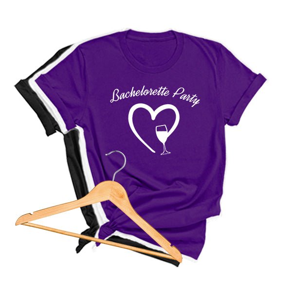 Bachelorette Party Bride And Bridesmaids Matching T Shirts, Bridesmaid Shirts, Bridemaids Tees, Bachelorette Party Shirts - Main; Purple