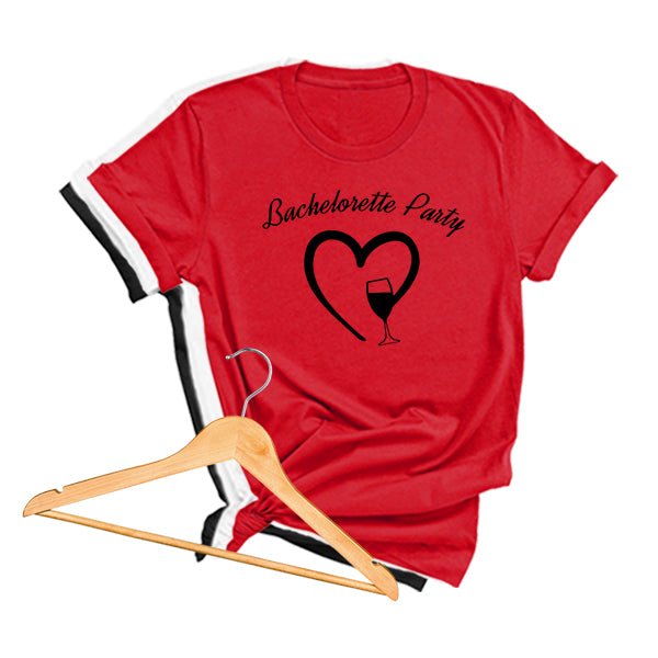 Bachelorette Party Bride And Bridesmaids Matching T Shirts, Bridesmaid Shirts, Bridemaids Tees, Bachelorette Party Shirts - Main; Red