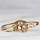 Rose Gold Butterfly Bracelet with Cubic Zirconia