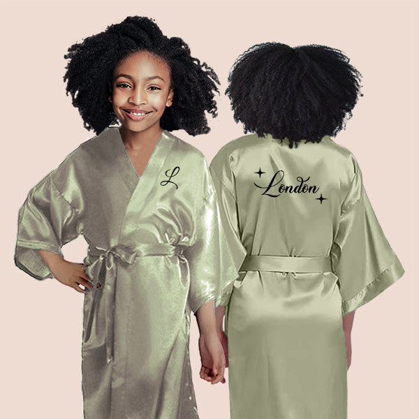 Pretty Girl Robes w Birthday Number for Birthday Girl & Birthday Squad, Personalized Girls Bathrobes with Name, Spa Birthday Party Robes