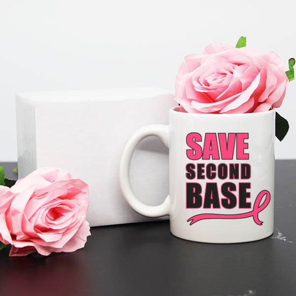11oz Save Second Base Breast Cancer Awareness Month Coffee Mug