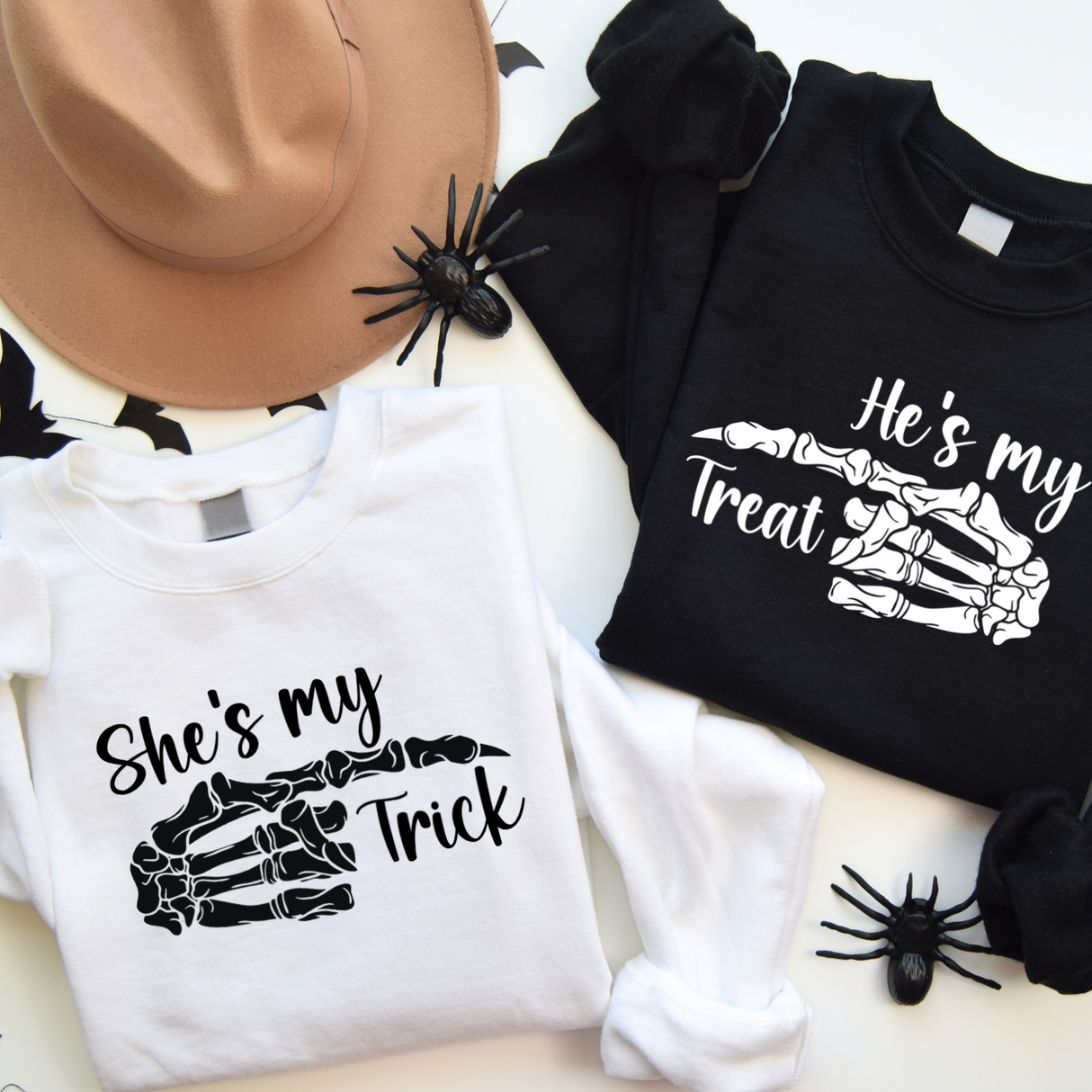 Great matching couples halloween sweatshirt to wear at fright fest, haunted houses, and all other halloween events. all SKUs