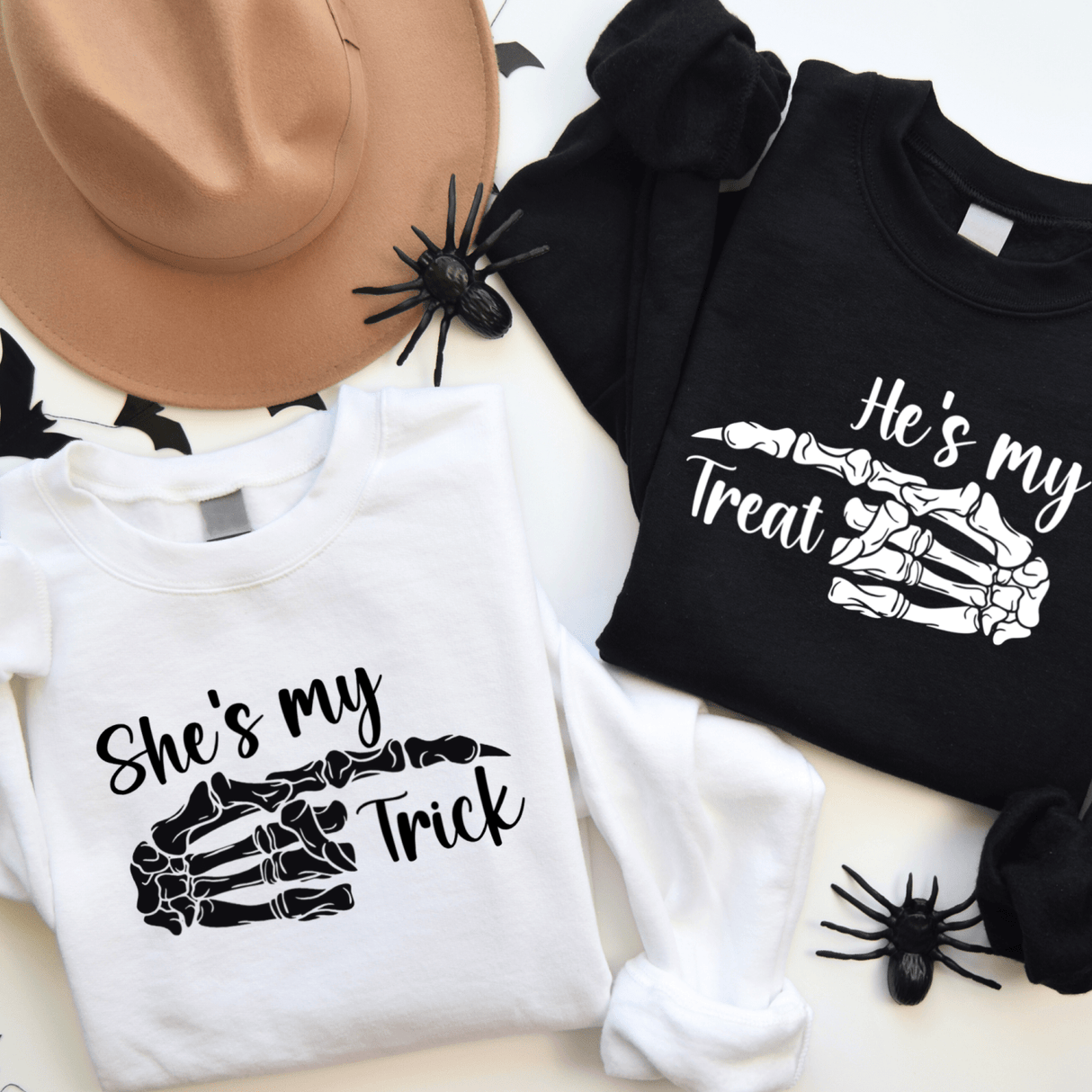 Great matching couples halloween sweatshirt to wear at fright fest, haunted houses, and all other halloween events. all SKUs