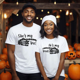 Great matching couples halloween shirt to wear at fright fest, haunted houses, and all other halloween events. all SKUs