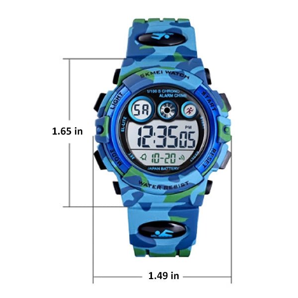 Boys Digital Military Sports Watch, 50M Water Resistant, 7 to 11 year olds, Gift Box, 1547, Measurements, all SKUs