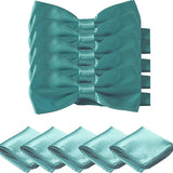 Mens Smooth Satin Feel Formal Pre-Tied Bow Tie and Pocket Square Sets - Gifts Are Blue - 11