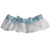 Something Blue White Lace Wedding Garter with Pearls