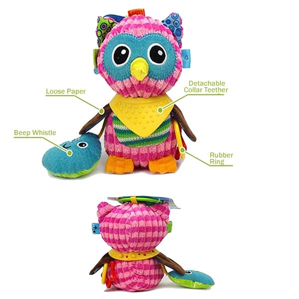 Sozzy Plush Baby Animals Multi Sensory Developmental Activity Toy, 3 to 36 Months, Details, Pink Owl