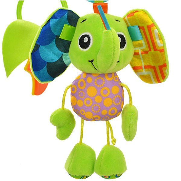 Sozzy Plush Baby Toy Hanging Monkey for Crib or Stroller, Smiling Elephant