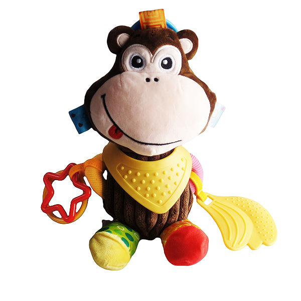 Sozzy Plush Baby Animals Multi Sensory Developmental Activity Toy, 3 to 36 Months, Brown Monkey
