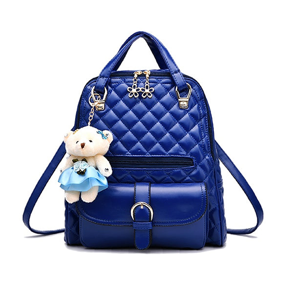 Gifts Are Blue Classic Fashion Backpacks with Teddy Bear Charm, Navy Blue