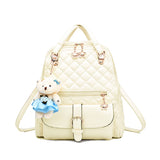 Stylish Plush Backpack with Teddy Bear Charm, Main, Off White
