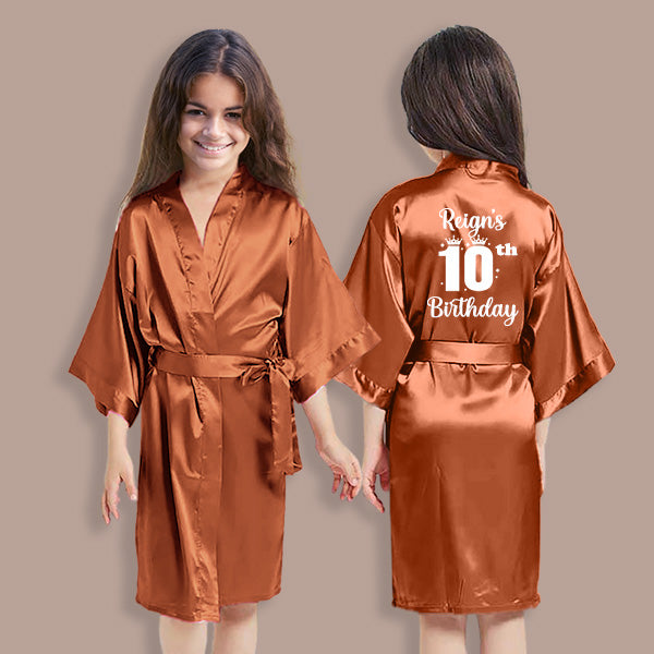 Pretty Girl Robes w Birthday Number for Birthday Girl & Birthday Squad, Personalized Girls Bathrobes with Name, Spa Birthday Party Robes