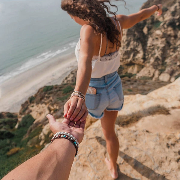 Mens Handmade Natural Stones Bracelet with Adjustable Cord - Mens Bracelet from Lotus and Luna - Models - all SKUs