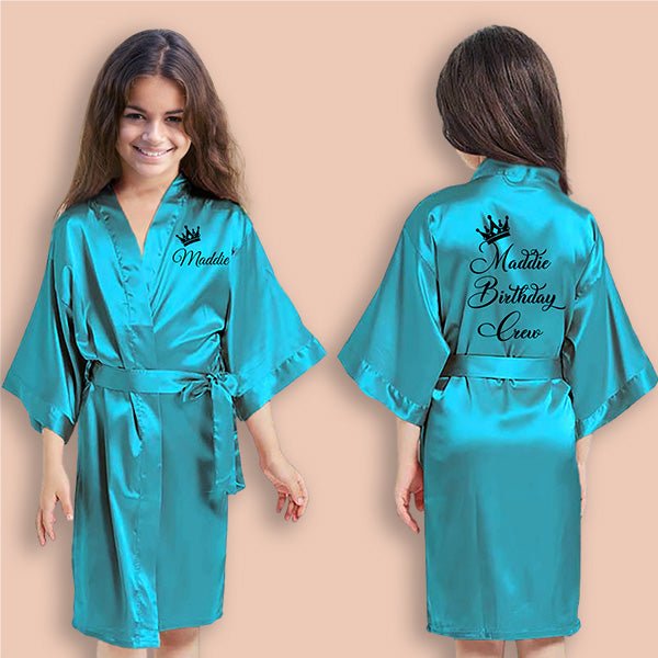 Pretty Girl Robes w Birthday Number for Birthday Girl, Birthday Squad Designs Also Available, Spa Birthday Party Robes - Gifts Are Blue