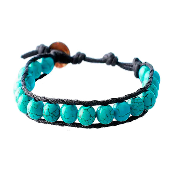 Mens Handmade Natural Stones Bracelet with Adjustable Cord - Mens Bracelet from Lotus and Luna - Uluwatu Swell