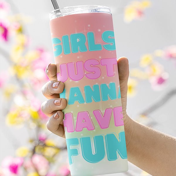 Custom Unicorn Tumbler with Name and Text for Little Girls and Birthday Crew - Gifts Are Blue