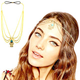 Vintage Gold Plated Turquoise Hair Chain / Headband
