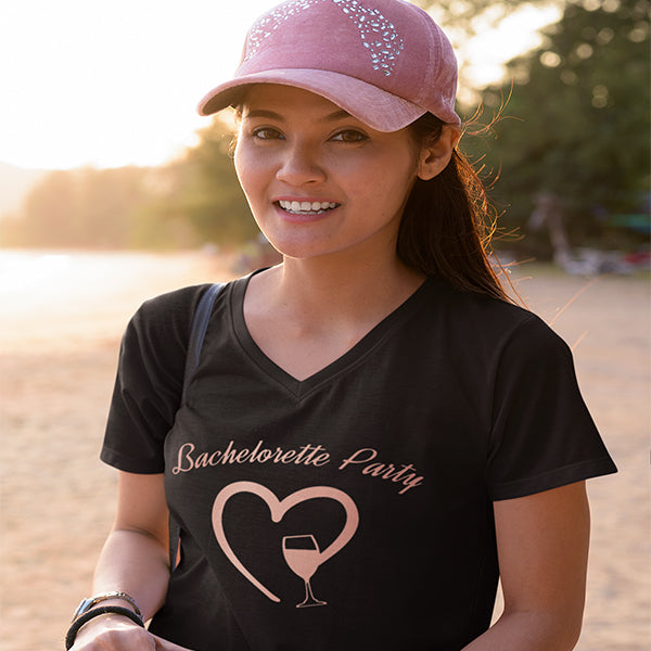 Personalized Bachelorette Party Bride and Bridesmaids T-Shirts, Bridesmaid V-neck T-Shirts; V-neck