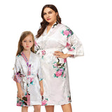 White Mommy and Me Robes, Floral, Satin, Main, all SKUs
